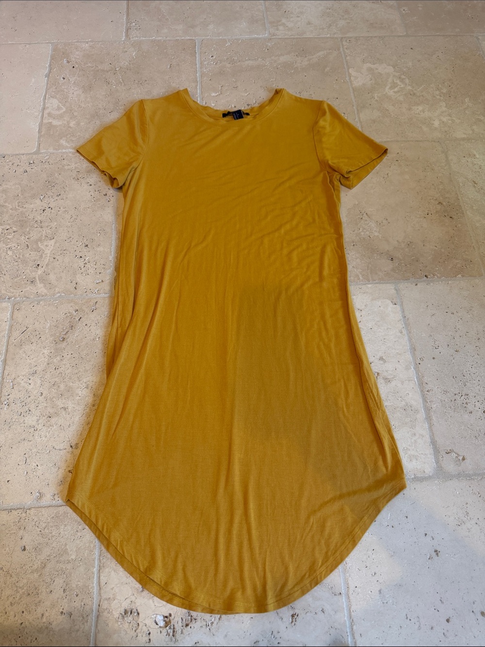 Forever 21 Mustard Crewneck Tee Dress